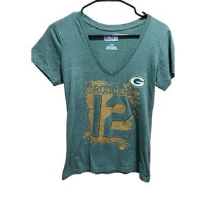 NFL Team Apparel Green Bay Packers Aaron Rodgers #12 V-Neck Tee Women’s S NWT